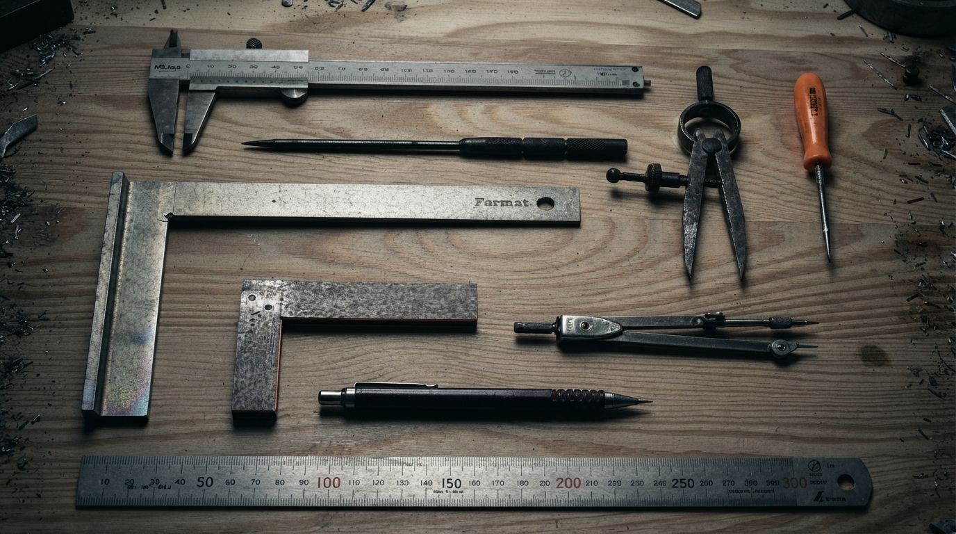 Editorial illustration for Five Essential Measuring and Layout Tools for DIY Projects: Which One to Use for Cutting, Framing, and Tiling