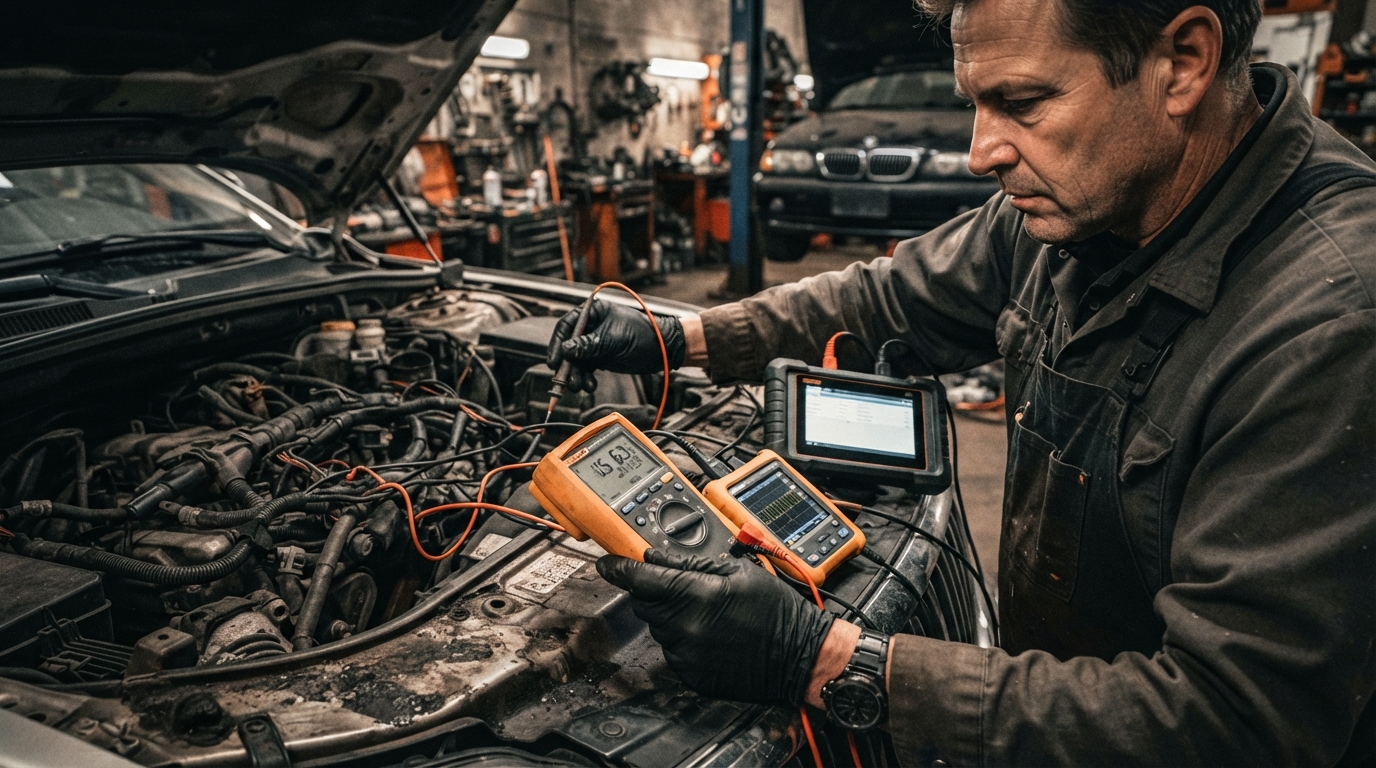 Editorial illustration for Scan Tool, Multimeter, or Oscilloscope? Matching the Right Diagnostic Tool to the Electrical Fault