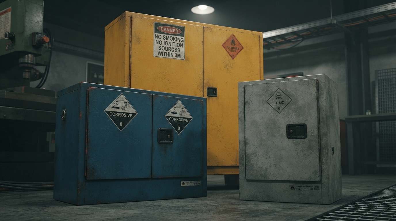 Editorial illustration for Storing Hazardous Workshop Chemicals: The Quantity Limits and Segregation Rules That Prevent Accidents